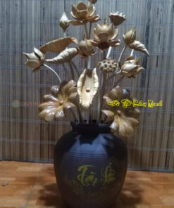 Bình hoa sen gỗ Pơmu trang trí phòng khách