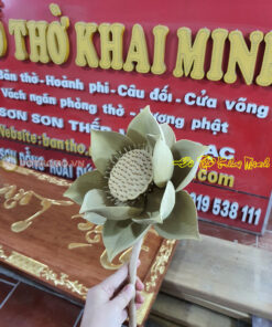 Bình sen gỗ vàng tâm Đồ thờ Khai Minh